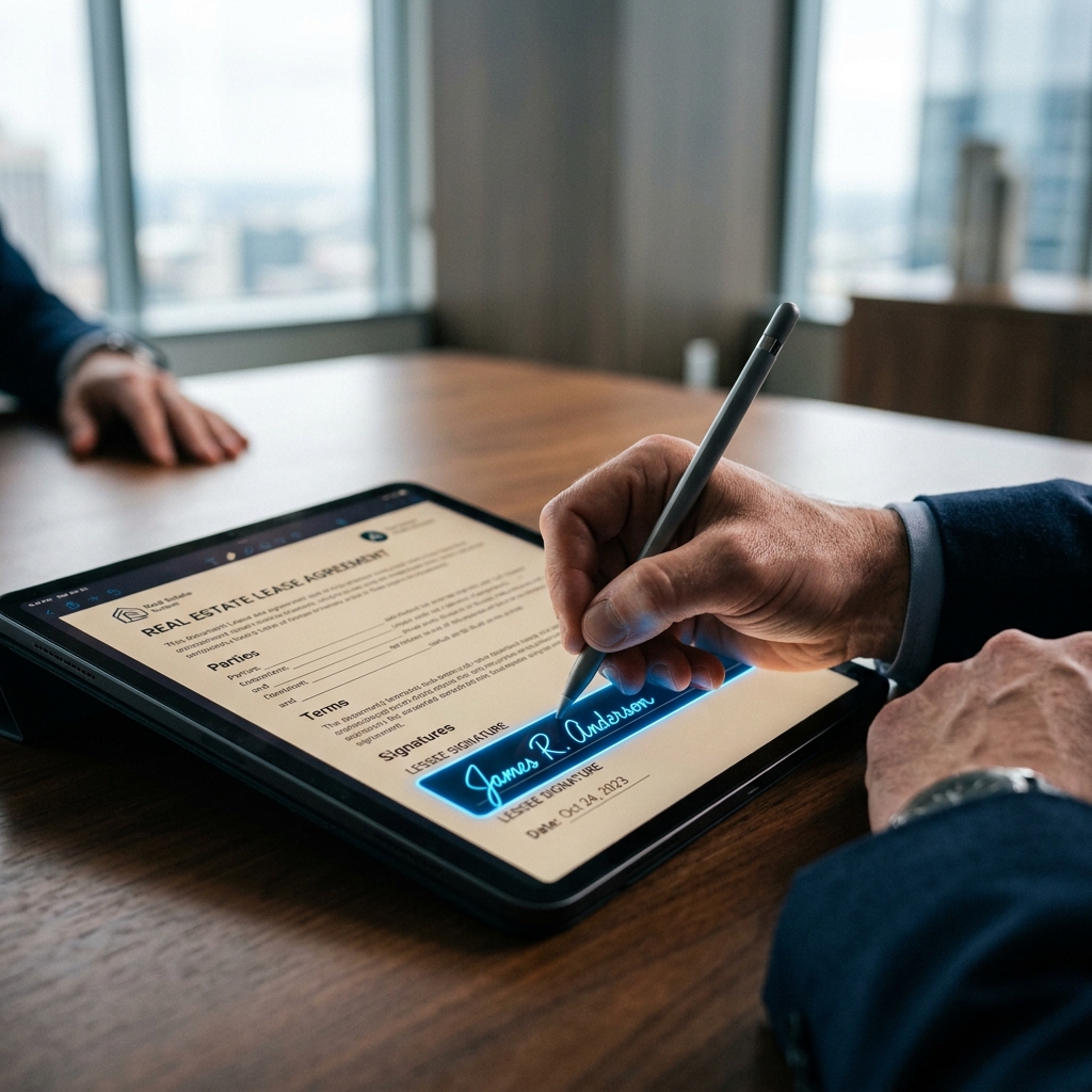 Module de signature électronique Caseimo avec zone tactile et intégration DocuSign pour bail et état des lieux